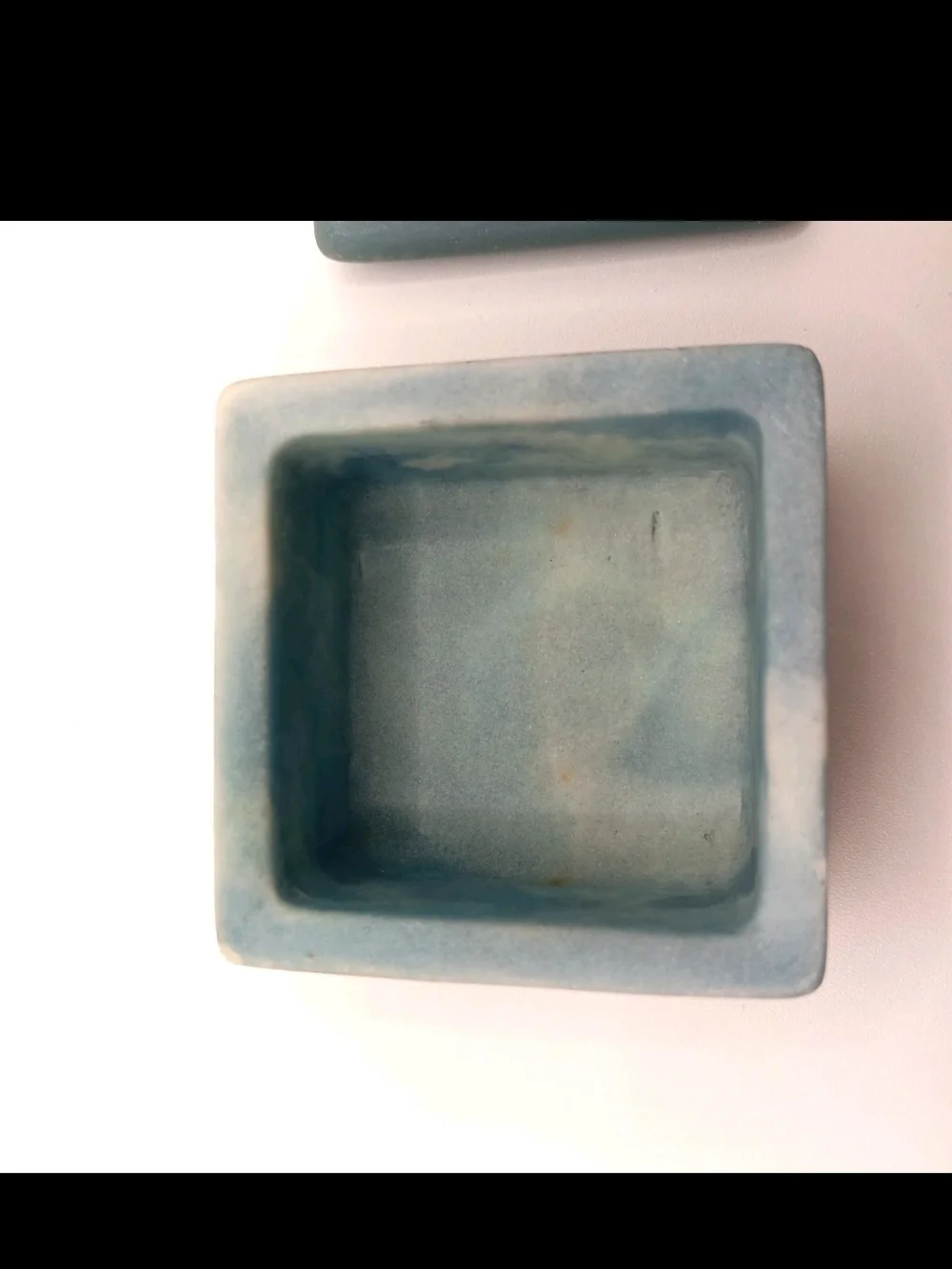 1970's Blue Floral Incolay Jewelry Trinket Box